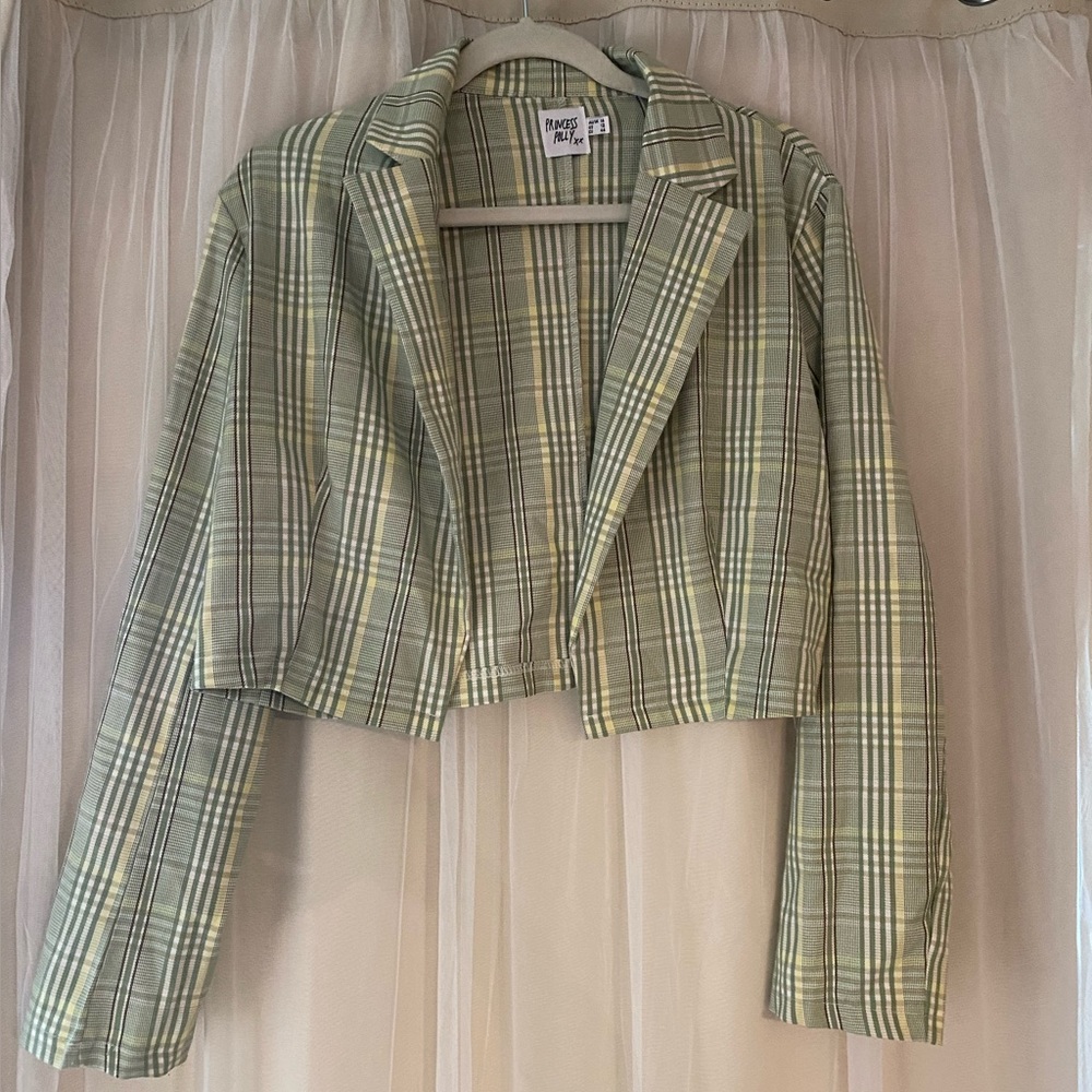 Plaid Cropped Princess Polly Blazer
